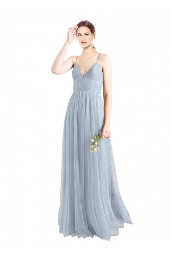 Open Back Tulle Spaghetti Straps Long Sleeveless Evening Dress / Bridesmaid Dress Southampton