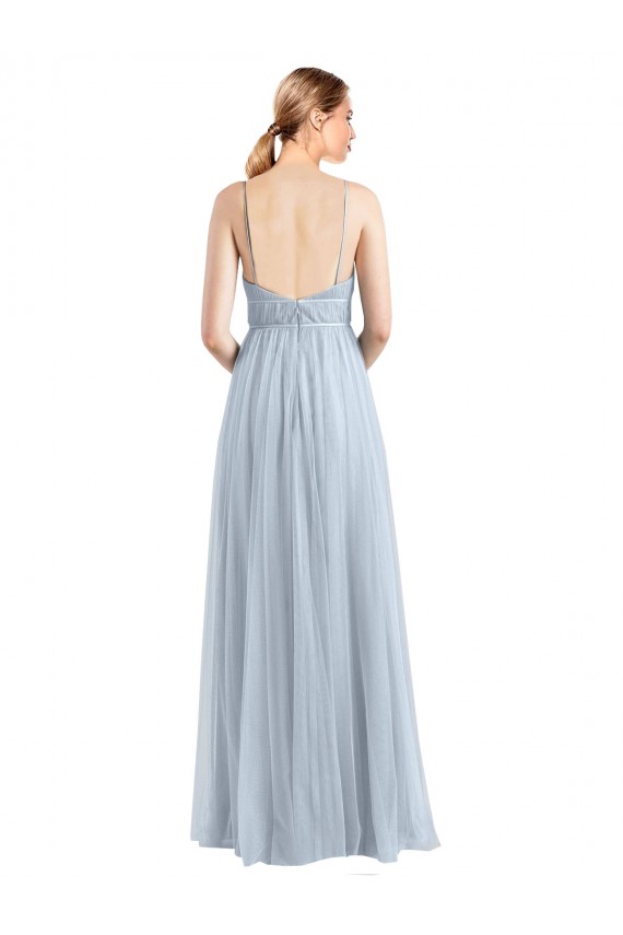 Open Back Tulle Spaghetti Straps Long Sleeveless Evening Dress / Bridesmaid Dress Southampton