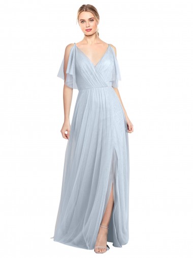 V-Back Tulle Spaghetti Straps Long Flutter Sleeves Bridesmaid Dress / Evening Dress Southampton