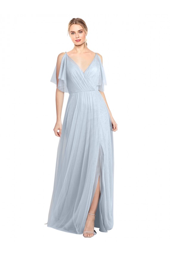 V-Back Tulle Spaghetti Straps Long Flutter Sleeves Bridesmaid Dress / Evening Dress Southampton