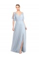 V-Back Tulle Spaghetti Straps Long Flutter Sleeves Bridesmaid Dress / Evening Dress Southampton