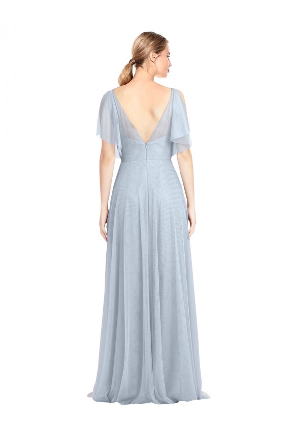 V-Back Tulle Spaghetti Straps Long Flutter Sleeves Bridesmaid Dress / Evening Dress Southampton