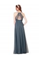 Keyhole Back Tulle Spaghetti Straps Long Sleeveless Bridesmaid Dress Southampton