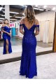Velvet Sequin Spaghetti Straps Long Sleeveless Prom Dress / Evening Dress Southampton