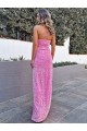 Velvet Sequin Halter Neck Long Sleeveless Prom Dress Southampton