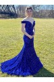 Velvet Sequin Off the Shoulder Sweep Train Sleeveless Prom Dress Southampton