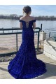 Velvet Sequin Off the Shoulder Sweep Train Sleeveless Prom Dress Southampton