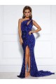 Velvet Sequin One Shoulder Court Train Sleeveless Prom Dress / Evening Dress Southampton