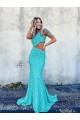 Velvet Sequin One Shoulder Sweep Train Sleeveless Prom Dresses Southampton
