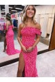 Velvet Sequin One Shoulder Sweep Train Sleeveless Evening Gown Southampton