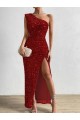 Velvet Sequin One Shoulder Long Sleeveless Prom Dress / Evening Dress Southampton