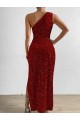 Velvet Sequin One Shoulder Long Sleeveless Prom Dress / Evening Dress Southampton