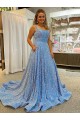 Velvet Sequin Scoop Neck Court Train Sleeveless Prom Dress / Evening Dress Southampton