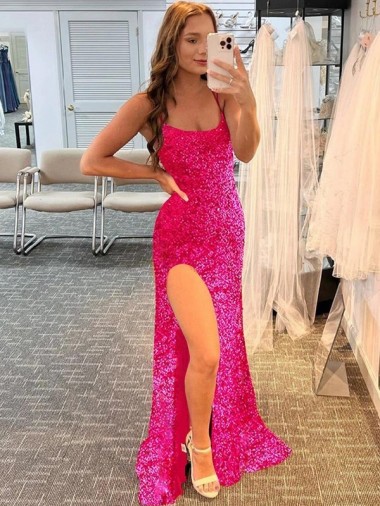 Velvet Sequin Spaghetti Straps Sweep Train Sleeveless Prom Dress / Evening Gown Southampton