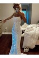Velvet Sequin Spaghetti Straps Sweep Train Sleeveless Evening Dress Southampton