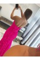 Fuchsia Velvet Sequin Strapless Sweep Train Sleeveless Prom Dress Southampton
