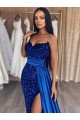 Velvet Sequin Sweetheart Sweep Train Sleeveless Prom Dresses Southampton