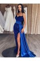 Velvet Sequin Sweetheart Sweep Train Sleeveless Prom Dresses Southampton