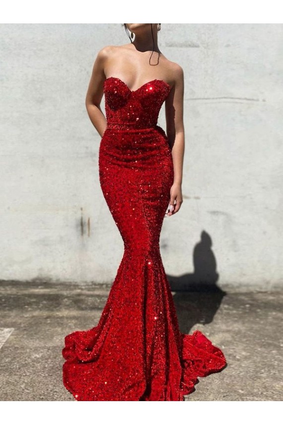 Velvet Sequin Sweetheart Court Train Sleeveless Prom Dress / Evening Gown Southampton