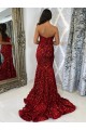 Velvet Sequin Sweetheart Court Train Sleeveless Evening Dress Southampton