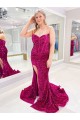 Velvet Sequin Sweetheart Sweep Train Sleeveless Evening Dress Southampton