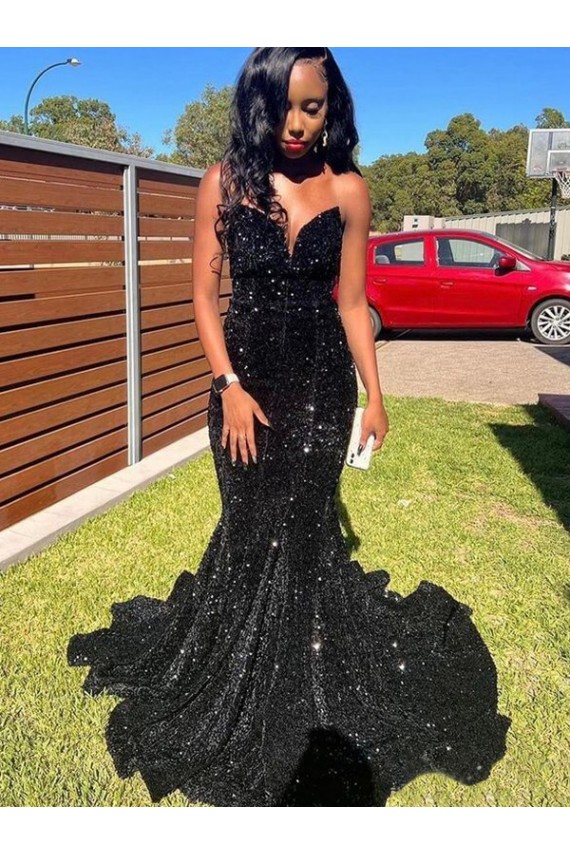 Velvet Sequin Sweetheart Long Sleeveless Prom Dress Southampton