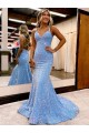 Velvet Sequin V-Neck Sweep Train Sleeveless Evening Gown Southampton