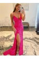 Velvet Sequin V-Neck Sweep Train Long Sleeveless Gowns Southampton