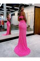 Velvet Sequin V-Neck Long Sweep Train Sleeveless Evening Dress Southampton