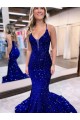 Velvet Sequin V-Neck Court Train Sleeveless Prom Dress Southampton