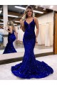 Velvet Sequin V-Neck Court Train Sleeveless Prom Dress Southampton