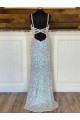 Velvet Sequin V-Neck Sweep Train Sleeveless Evening Gown / Prom Dress Southampton