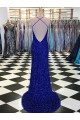 Velvet Sequin V-Neck Sweep Train Sleeveless Prom Dress / Evening Gown Southampton