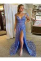 Velvet Sequin V-Neck Court Train Sleeveless Prom Dress / Evening Dress Southampton