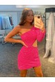 Velvet Sequin One Shoulder Short Long Sleeves Evening Gowns Southampton