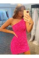 Velvet Sequin One Shoulder Short Sleeveless Evening Gown Southampton