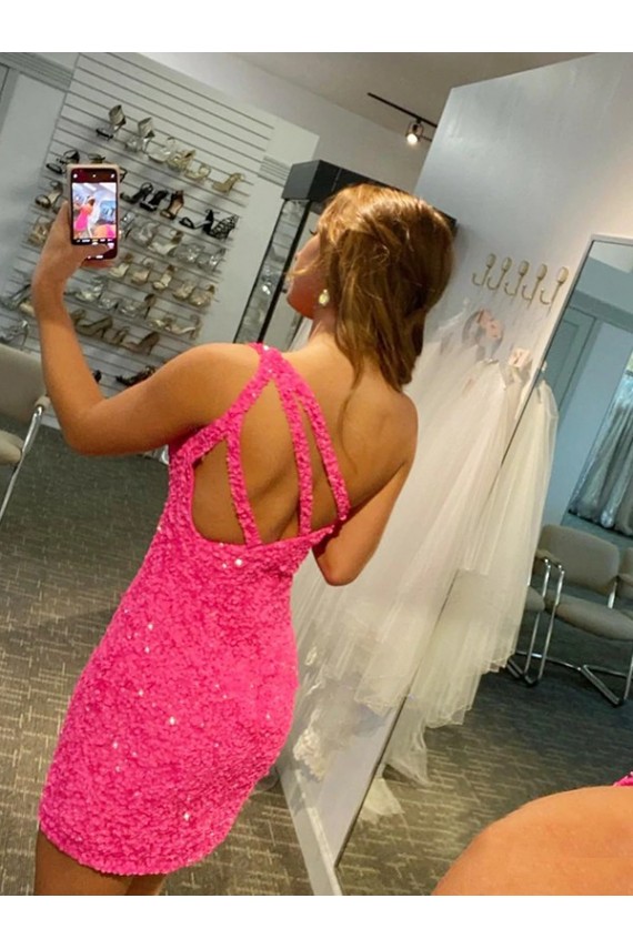 Velvet Sequin One Shoulder Short Sleeveless Evening Gown Southampton