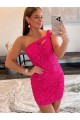 Velvet Sequin One Shoulder Short Sleeveless Prom Dresses Southampton