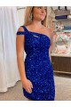 Velvet Sequin One Shoulder Short Sleeveless Prom Dresses Southampton