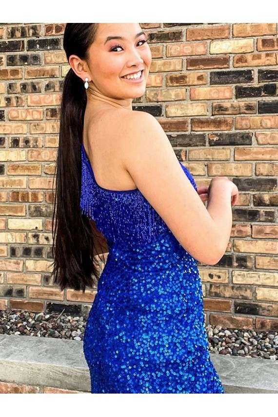 Velvet Sequin One Shoulder Short Sleeveless Homecoming Dresses Southampton