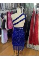 Velvet Sequins One Shoulder Short Sleeveless Homecoming Dress Southampton