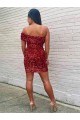 Velvet Sequin One Shoulder Short Sleeveless Prom Dress Southampton