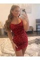 Velvet Sequin Spaghetti Straps Short Sleeveless Prom Dress / Evening Gown Southampton