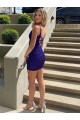 Velvet Sequin V-Neck Short Sleeveless Prom Dress Southampton