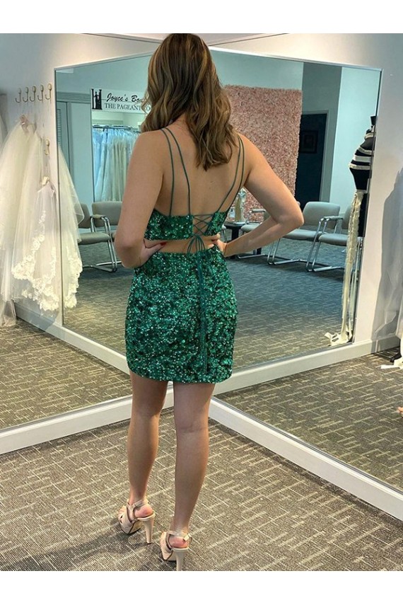 Velvet Sequin V-Neck Short Sleeveless Formal Dress Southampton