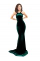 Open Back Stretch Velvet High Neck Sweep Train Sleeveless Formal Evening Gown / Prom Dress / Bridesmaid Dress Southampton