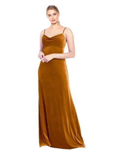Stretch Velvet Spaghetti Straps Long Sleeveless Prom Dress / Bridesmaid Dress Southampton