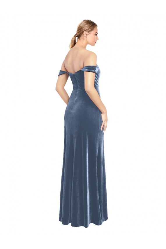Stretch Velvet Off the Shoulder Long Sleeveless Prom Dress / Bridesmaid Dress Southampton