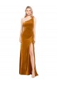 Gold Stretch Velvet One Shoulder Long Sleeveless Formal Evening Gown / Prom Dress / Bridesmaid Dress Southampton