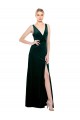 V-Back Stretch Velvet V-Neck Long Sleeveless Black Tie Evening Dress / Prom Dress / Bridesmaid Dress Southampton